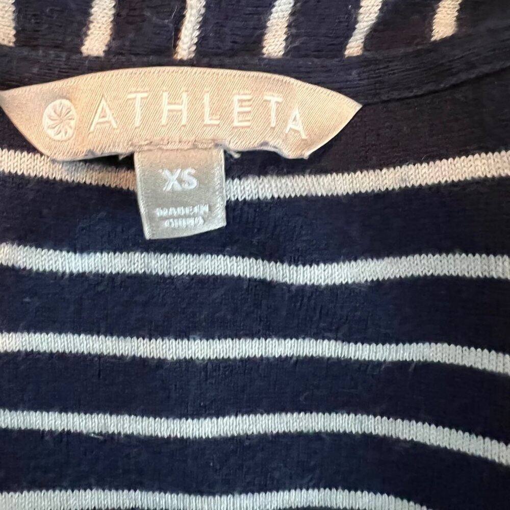 Athleta Silk Cashmere Navy White Striped Front Wide Open Cardigan Size‎ Small - Picture 5 of 6